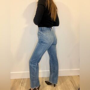 7 For All Mankind Light Blue High Rise Women's Jeans star stitch detailing